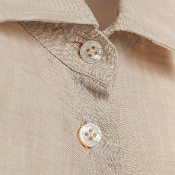Loro Piana Oatmeal Linen Long-Sleeve Buttoned Shirt - Picture 7 of 9